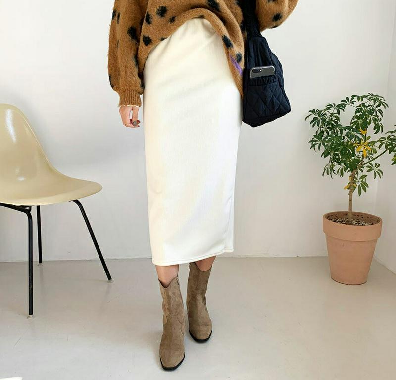 裏起毛リブHラインスカート・全3色・t65152 レディース 【sk】【韓国 ファッション ボトムス スカート ロング ミモレスカート 無地 スリム 細身 タイトスカート ペンシルスカート 大人 ベーシック デイリー カジュアル 秋 冬】【ハイホリHIHOLLI】