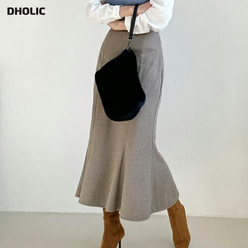 【只今10%OFF】ヘリンボーンマーメイドスカート・全2色・t65151 レディース【sk】【韓国 ファッション ボトムス スカート ロング丈 ロングスカート マーメイド マーメイドスカート ヘリンボーン バックゴム シック シンプル 大人 フェミニン 秋 冬】【ハイホリHIHOLLI】