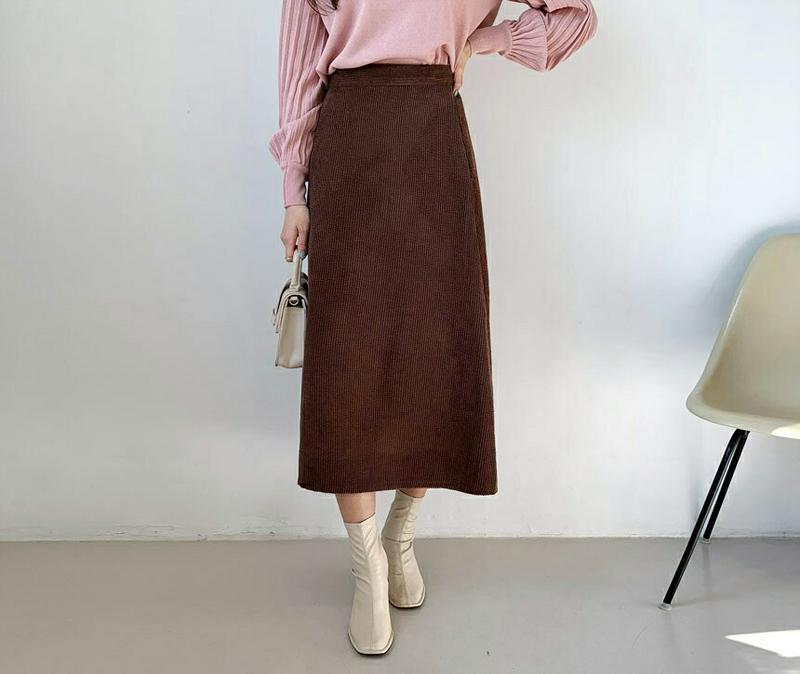 【只今10%OFF】コーデュロイフレアスカート・全4色・t65154 レディース【sk】【韓国 ファッション ボトムス スカート ロング丈 ロングスカート フレア フレアスカート コーデュロイ バックゴム シンプル 単色 無地 カジュアル 大人 秋 冬】【ハイホリHIHOLLI】
