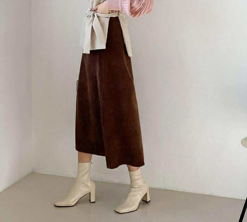 【只今10%OFF】コーデュロイフレアスカート・全4色・t65154 レディース【sk】【韓国 ファッション ボトムス スカート ロング丈 ロングスカート フレア フレアスカート コーデュロイ バックゴム シンプル 単色 無地 カジュアル 大人 秋 冬】【ハイホリHIHOLLI】