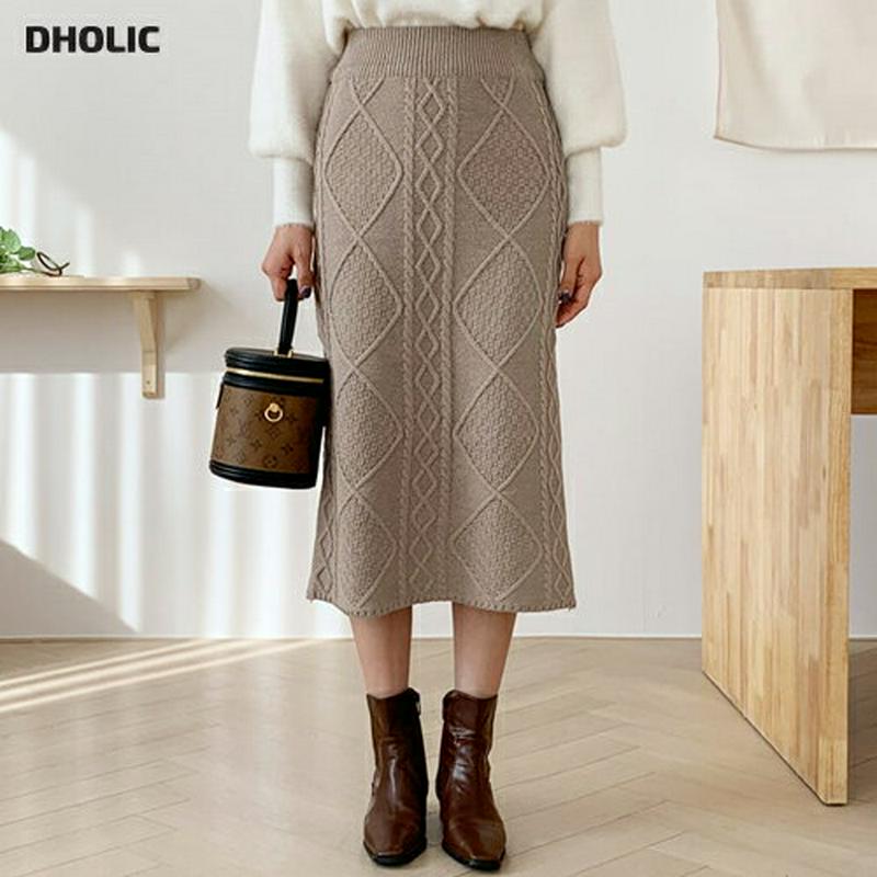 【只今10%OFF】ツイストニットスカート・全4色・b61818 レディース【sk】【韓国 ファッション ボトムス スカート ロング丈 ロングスカート ニット ニットスカート ツイスト ウエストゴム 楽ちん シンプル カジュアル ラフ 秋 冬】