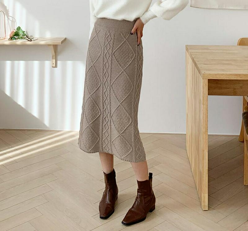 【只今10%OFF】ツイストニットスカート・全4色・b61818 レディース【sk】【韓国 ファッション ボトムス スカート ロング丈 ロングスカート ニット ニットスカート ツイスト ウエストゴム 楽ちん シンプル カジュアル ラフ 秋 冬】