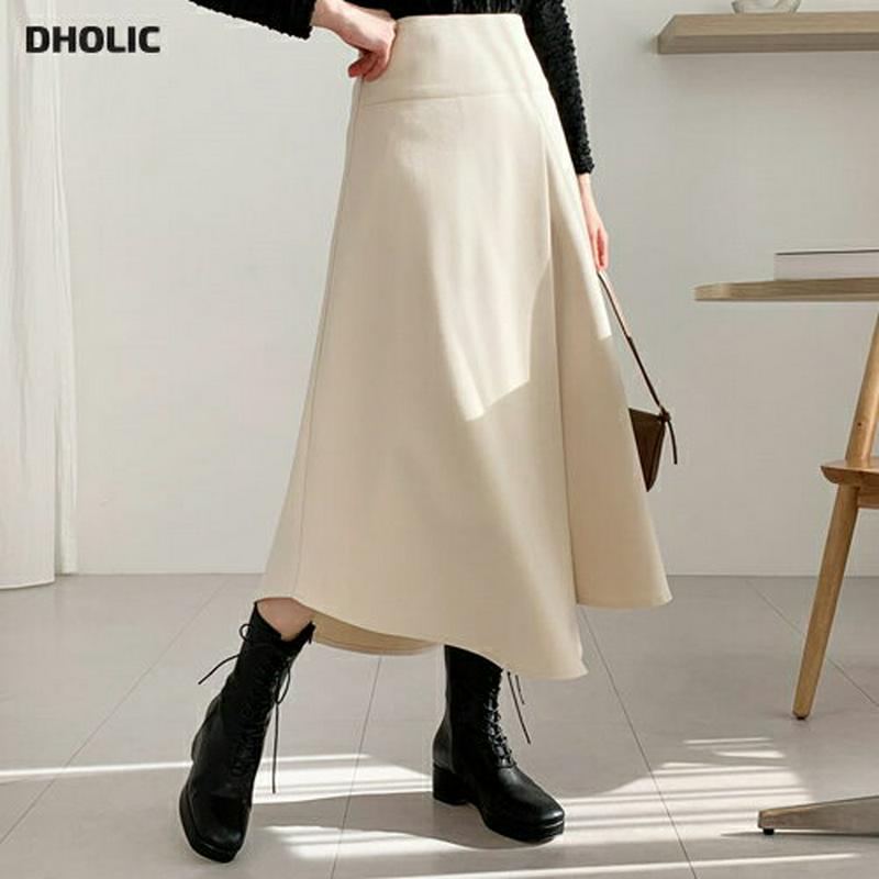 スリットフレアスカート・全3色・b61869 レディース【sk】【韓国 ファッション ボトムス スカート ロング丈 ロングスカート フレア フレアスカート スリット バックゴム ラウンドヘム 揺れ感 シンプル 単色 無地 大人 上品 秋 冬】