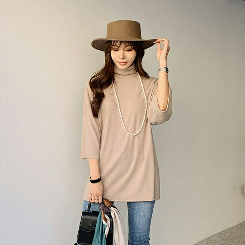 裏起毛ハイネックTシャツ・全4色・t65174 レディース 【tops】【韓国 ファッション トップス Tシャツ タートルネック 長袖 ロング ロンT サイドスリット ルーズ ゆったり オーバーサイズ 体型カバー お尻カバー カジュアル 秋 冬】【ハイホリHIHOLLI】