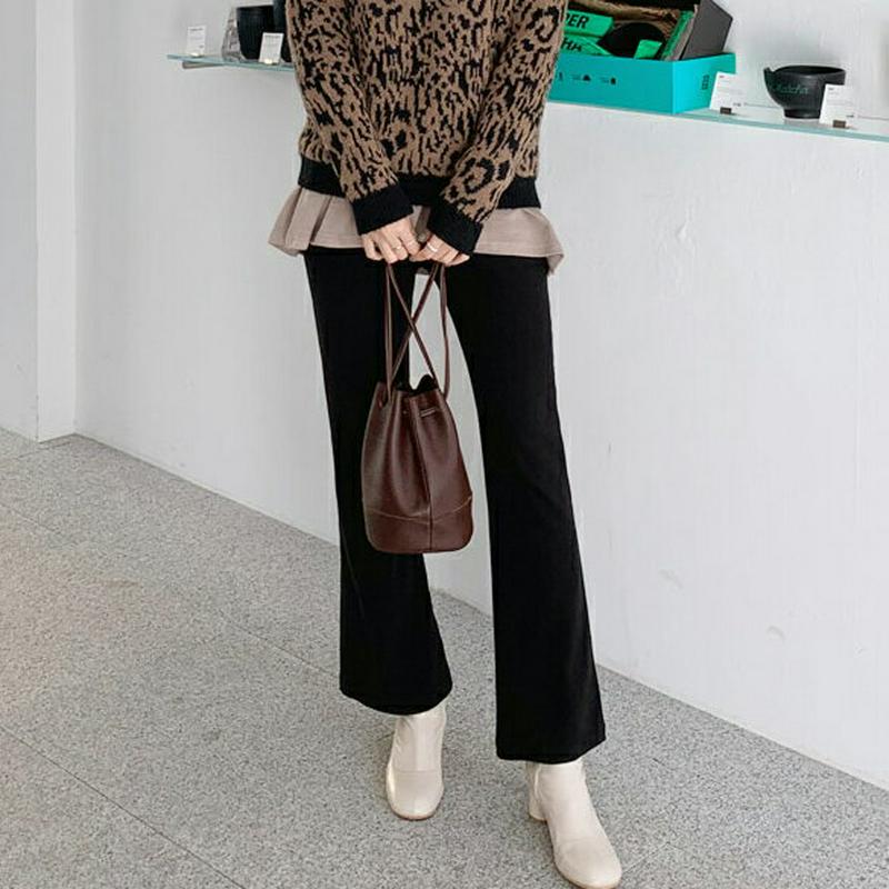 裏起毛ブーツカットパンツ・全2色・b65191 レディース 【pt】【韓国 ファッション ボトムス パンツ ロング セミブーツカット スリム 無地 ウエストゴム トレーニング 運動 ランニング ヨガ フィットネス ピラティス カジュアル 秋 冬】【ハイホリHIHOLLI】