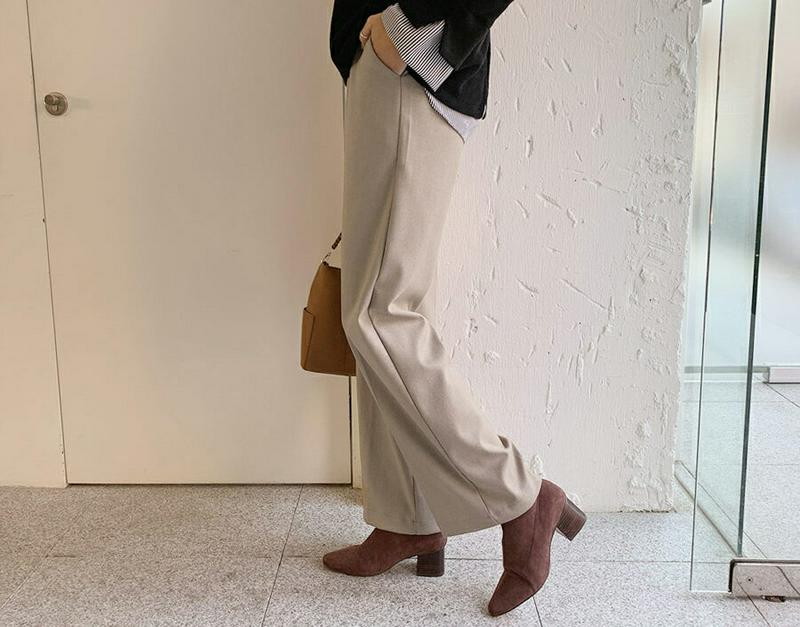 ロングスラックスパンツ・全2色・t65193 レディース 【pt】【韓国 ファッション ボトムス パンツ スラックス フルレングス 10分丈 十分丈 ストレート スリム 細身 ハイウエスト オフィス 仕事 通勤 職場 カジュアル 秋 冬】【ハイホリHIHOLLI】