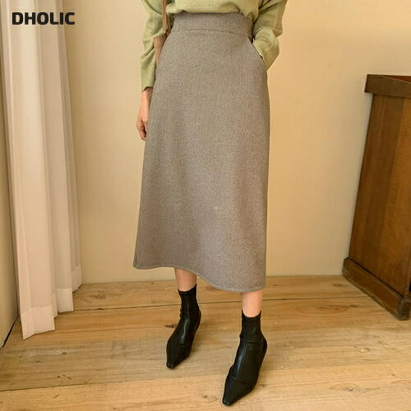 【只今10%OFF】裏起毛ハウンドトゥーススカート・全3色・t64488 レディース【sk】【韓国 ファッション ボトムス スカート ロング丈 ロングスカート チェック柄 ハウンドトゥース 裏起毛 バックゴム Hライン スリット ポケット シンプル 大人 秋 冬】