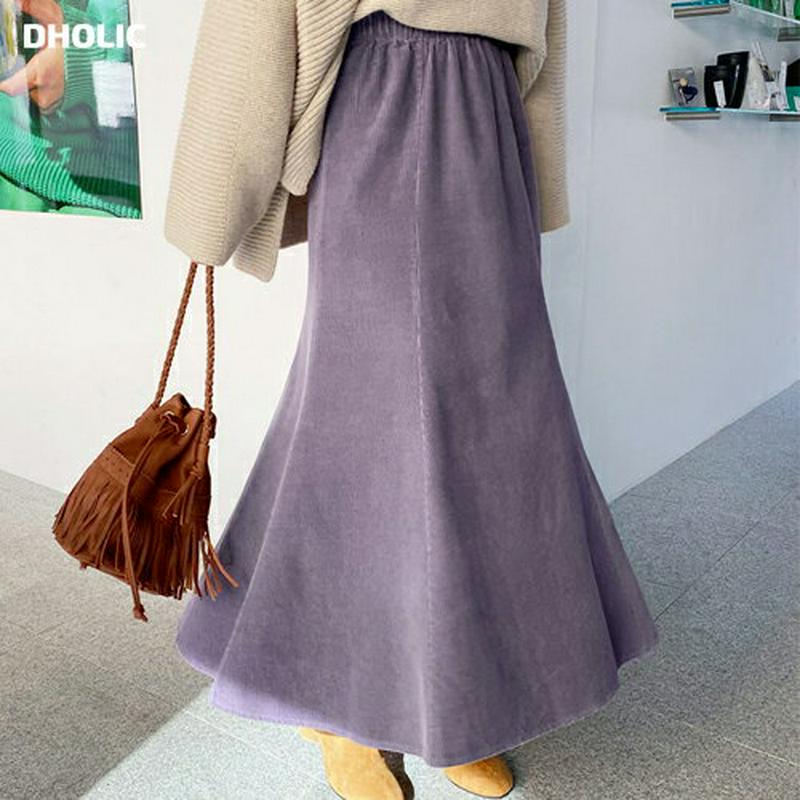 【只今10%OFF】コーデュロイフレアスカート・全3色・b65189 レディース 【sk】【韓国 ファッション ボトムス スカート ロング マキシ フレア Aライン 無地 ビンテージ エレガント 上品 大人 カジュアル 秋 冬】【ハイホリHIHOLLI】