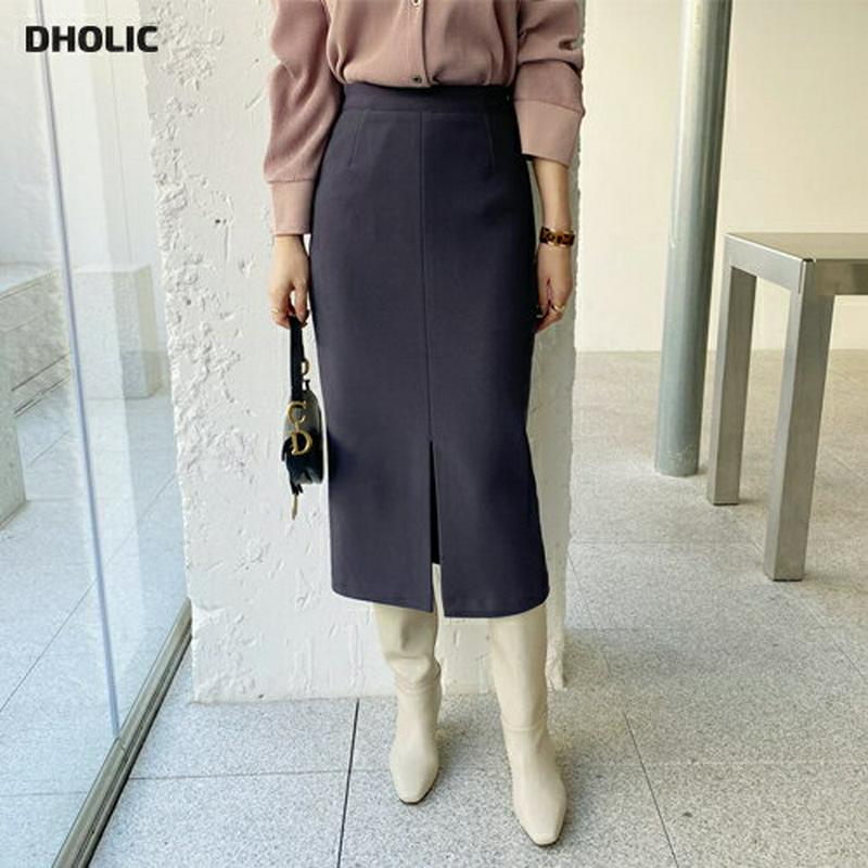 【只今10%OFF】裏起毛ペンシルスカート・全4色・t65187 レディース 【sk】【韓国 ファッション ボトムス スカート ロング ミモレスカート タイトスカート Hライン スリム 細身 無地 上品 カジュアル 秋 冬】【ハイホリHIHOLLI】