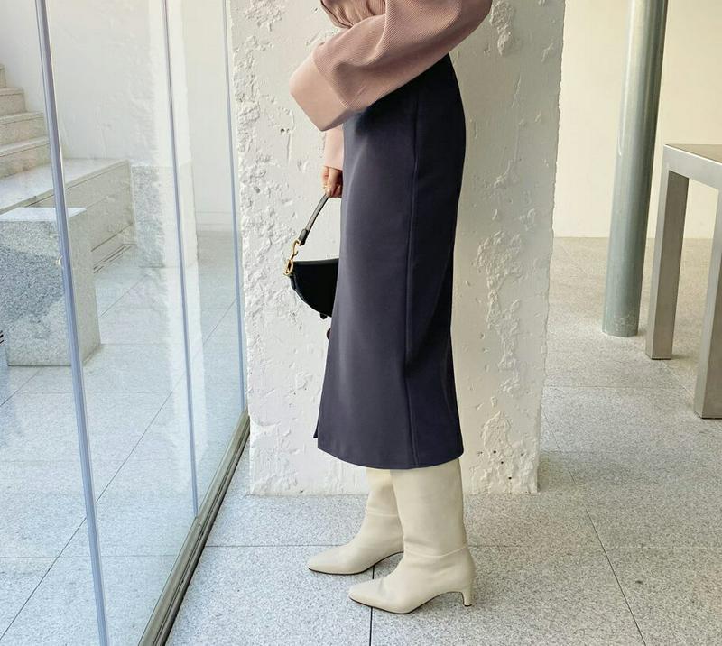 【只今10%OFF】裏起毛ペンシルスカート・全4色・t65187 レディース 【sk】【韓国 ファッション ボトムス スカート ロング ミモレスカート タイトスカート Hライン スリム 細身 無地 上品 カジュアル 秋 冬】【ハイホリHIHOLLI】