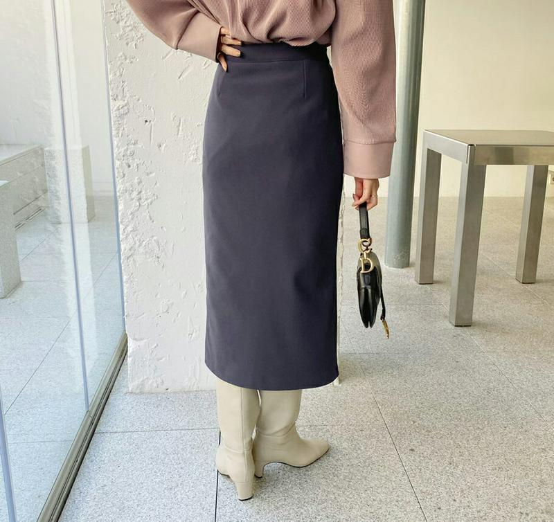 【只今10%OFF】裏起毛ペンシルスカート・全4色・t65187 レディース 【sk】【韓国 ファッション ボトムス スカート ロング ミモレスカート タイトスカート Hライン スリム 細身 無地 上品 カジュアル 秋 冬】【ハイホリHIHOLLI】