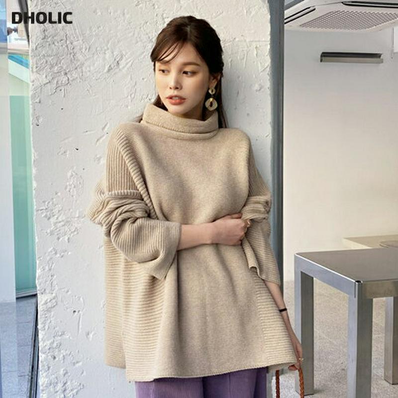 【只今15%OFF】ルーズタートルネックニット・全3色・t65169 レディース 【tops】【韓国 ファッション トップス ニット ハイネック 長袖 ルーズ ゆったり オーバーサイズ 体型カバー お尻カバー ロング 着込み カジュアル 秋 冬】【ハイホリHIHOLLI】