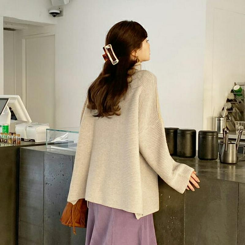 【只今15%OFF】ルーズタートルネックニット・全3色・t65169 レディース 【tops】【韓国 ファッション トップス ニット ハイネック 長袖 ルーズ ゆったり オーバーサイズ 体型カバー お尻カバー ロング 着込み カジュアル 秋 冬】【ハイホリHIHOLLI】