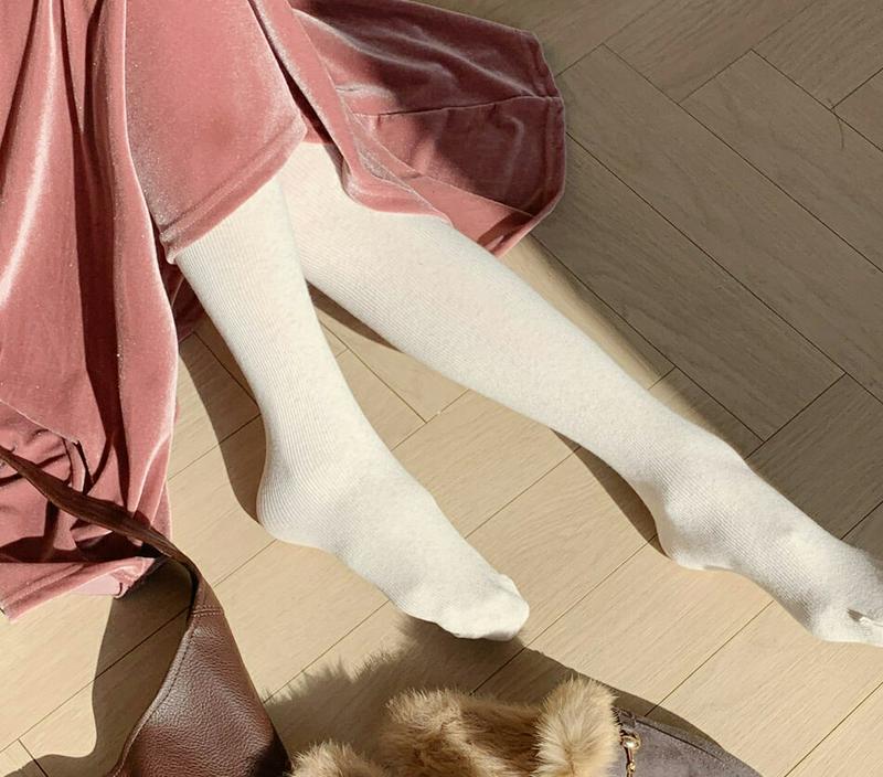 リブポイントタイツ・全6色・d61881 レディース【acc】【韓国 ファッション タイツ カラータイツ レギンス パンツ リブ シンプル カジュアル ベーシック 楽ちん 単色 無地 インナー ラフ 秋 冬】