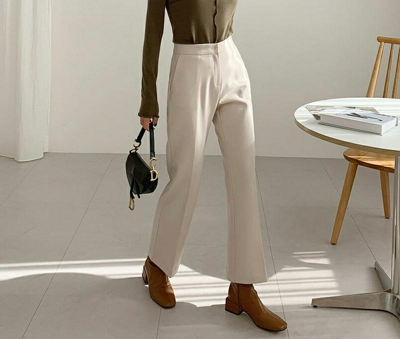 【新作10%OFF】裏起毛ブーツカットスラックス・全3色・t61859 レディース【pt】【韓国 ファッション ボトムス ズボン パンツ ロングパンツ スラックス ブーツカット ブーツカットパンツ 裏起毛 シンプル 単色 無地 オフィスカジュアル 大人 秋 冬】