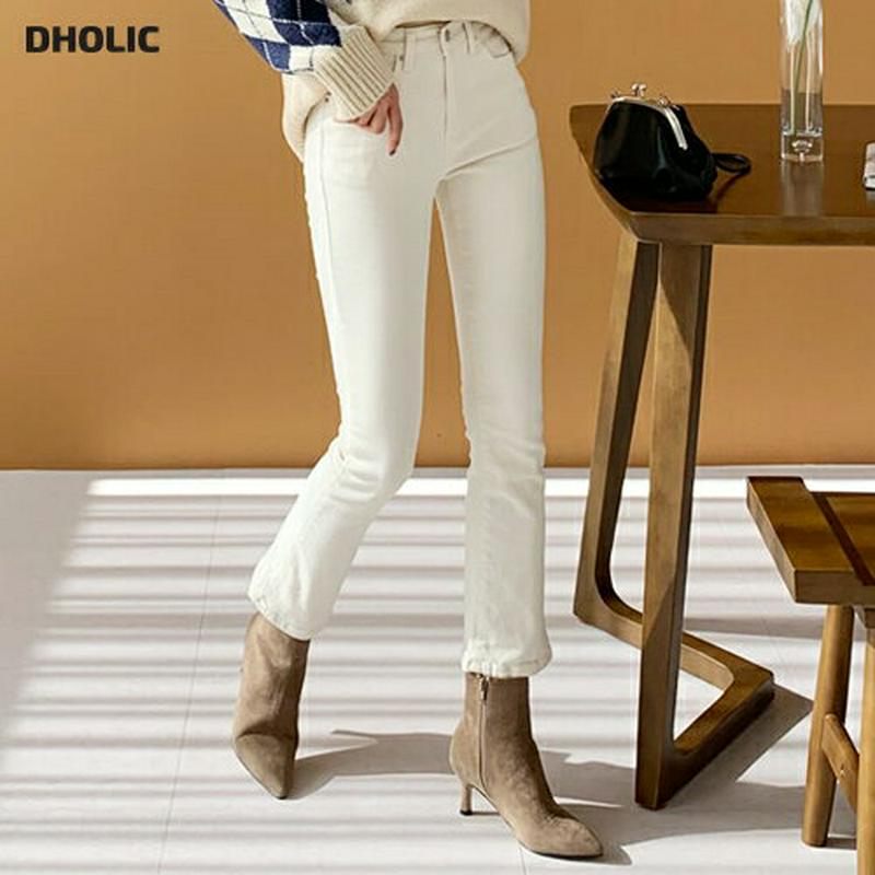 裏起毛ブーツカットパンツ・全3色・t61873 レディース【pt】【韓国 ファッション ボトムス ズボン パンツ ブーツカット ブーツカットパンツ 裏起毛 シンプル カジュアル スリム ベーシック 単色 無地 クロップド 秋 冬】