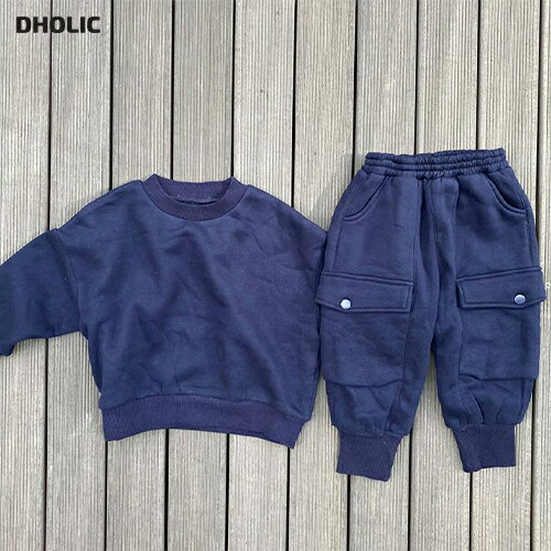 【キッズ20%OFF】カゴポケットスウェット上下SET(junior)・u09100 キッズ 【9~17才】【SET】【韓国 ファッション セットアップ トレーナー Tシャツ 長袖 パンツ ロング ウエストゴム ジョガーパンツ キッズ 子供 こども 子供服 通学 小学生 ジュニア 秋 冬】【KIDS】