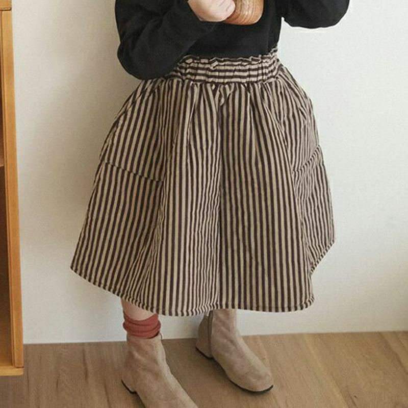 【キッズ20%OFF】裏起毛ストライプフレアスカート(junior)・u09072 キッズ 【9~17才】【sk】【韓国 ファッション ボトムス スカート ロング フレア Aライン パターン 柄 女の子 キッズ 子供 こども 子供服 通学 小学生 ジュニア 秋 冬】【KIDS】