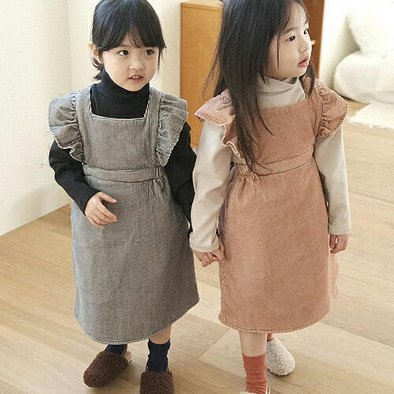 【キッズ20%OFF】起毛フリルワンピース(junior)・u09070 キッズ 【9~17才】【ops】【韓国 ファッション ワンピース ロング ジャンパースカート 長袖 チェック エプロンワンピース 女の子 可愛い ノースリーブ キッズ 子供 こども 子供服 小学生 ジュニア 秋 冬】【KIDS】
