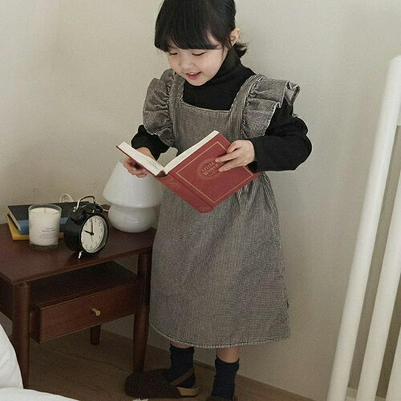 【キッズ20%OFF】起毛フリルワンピース(junior)・u09070 キッズ 【9~17才】【ops】【韓国 ファッション ワンピース ロング ジャンパースカート 長袖 チェック エプロンワンピース 女の子 可愛い ノースリーブ キッズ 子供 こども 子供服 小学生 ジュニア 秋 冬】【KIDS】