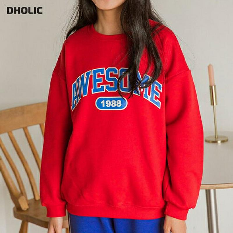 【キッズ30%OFF】裏起毛Awesomeスウェット(juniior)・u08885 キッズ 【9~17才】【tops】【韓国 ファッション トップス トレーナー Tシャツ プリント ロゴ ルーズ ゆったり 男の子 女の子 カットソー キッズ 子供 こども 子供服 通学 小学生 ジュニア 秋 冬】【KIDS】