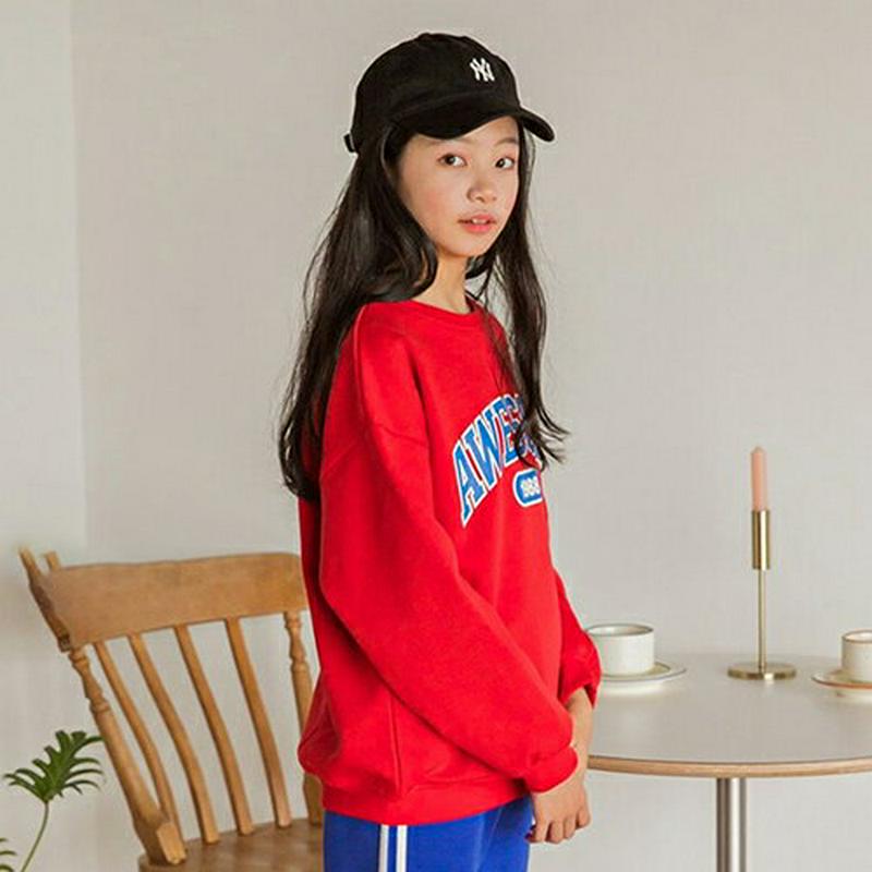 【キッズ30%OFF】裏起毛Awesomeスウェット(juniior)・u08885 キッズ 【9~17才】【tops】【韓国 ファッション トップス トレーナー Tシャツ プリント ロゴ ルーズ ゆったり 男の子 女の子 カットソー キッズ 子供 こども 子供服 通学 小学生 ジュニア 秋 冬】【KIDS】