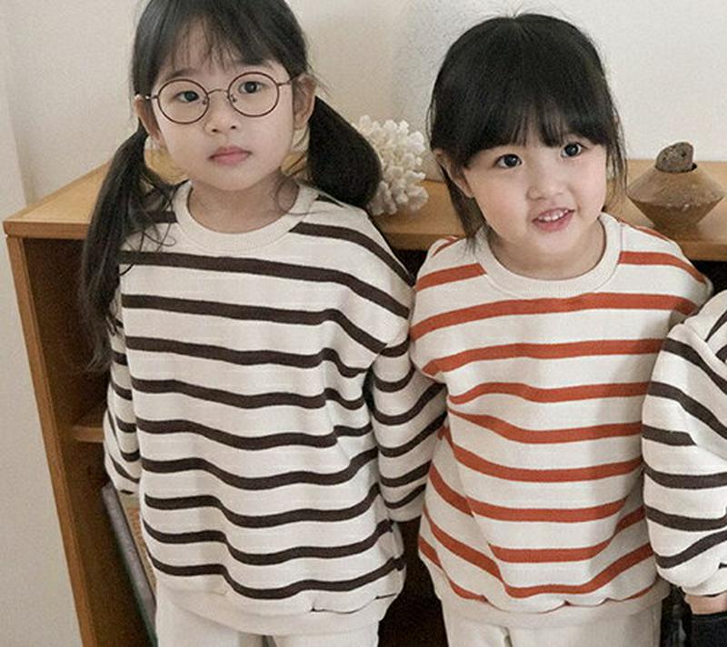 【キッズ20%OFF】裏起毛ボーダースウェット(junior)・u08895 キッズ 【9~17才】【tops】【韓国 ファッション トップス スウェット トレーナー Tシャツ カットソー 長袖 ルーズ ゆったり 女の子 男の子 キッズ 子供 こども 子供服 通学 小学生 ジュニア 秋 冬】【KIDS】