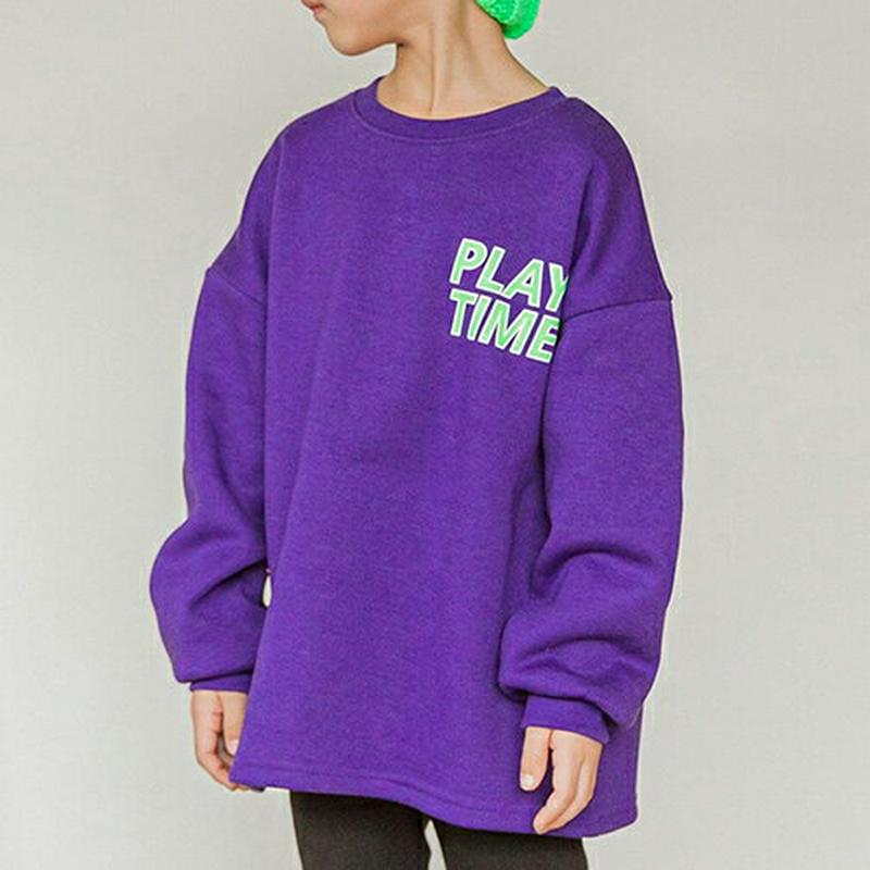 【キッズ30%OFF】Playtimeスウェット(junior)・u08874 キッズ 【9~17才】【tops】【韓国 ファッション トップス スウェット トレーナー Tシャツ プリント ロゴ ルーズ ゆったり 男の子 女の子 カットソー キッズ 子供 こども 子供服 通学 小学生 ジュニア 秋 冬】【KIDS】