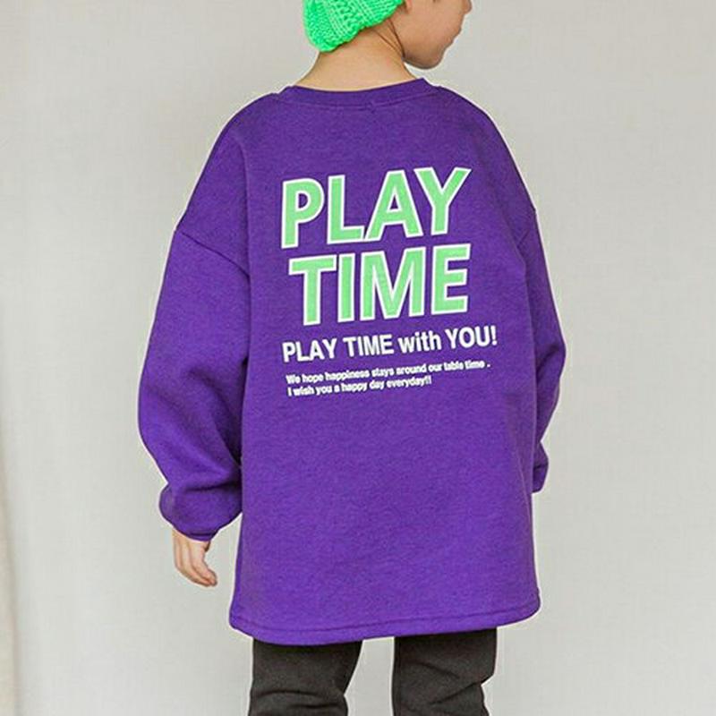 【キッズ30%OFF】Playtimeスウェット(junior)・u08874 キッズ 【9~17才】【tops】【韓国 ファッション トップス スウェット トレーナー Tシャツ プリント ロゴ ルーズ ゆったり 男の子 女の子 カットソー キッズ 子供 こども 子供服 通学 小学生 ジュニア 秋 冬】【KIDS】