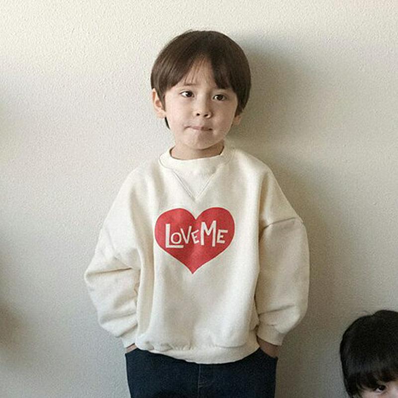起毛Lovemeスウェット(kids)・u08918 キッズ 【9~17才】【tops】【韓国 ファッション トップス スウェット トレーナー Tシャツ プリント レタリング ルーズ ゆったり 男の子 女の子 キッズ 子供 こども 子供服 通学 小学生 ジュニア 秋 冬】【KIDS】