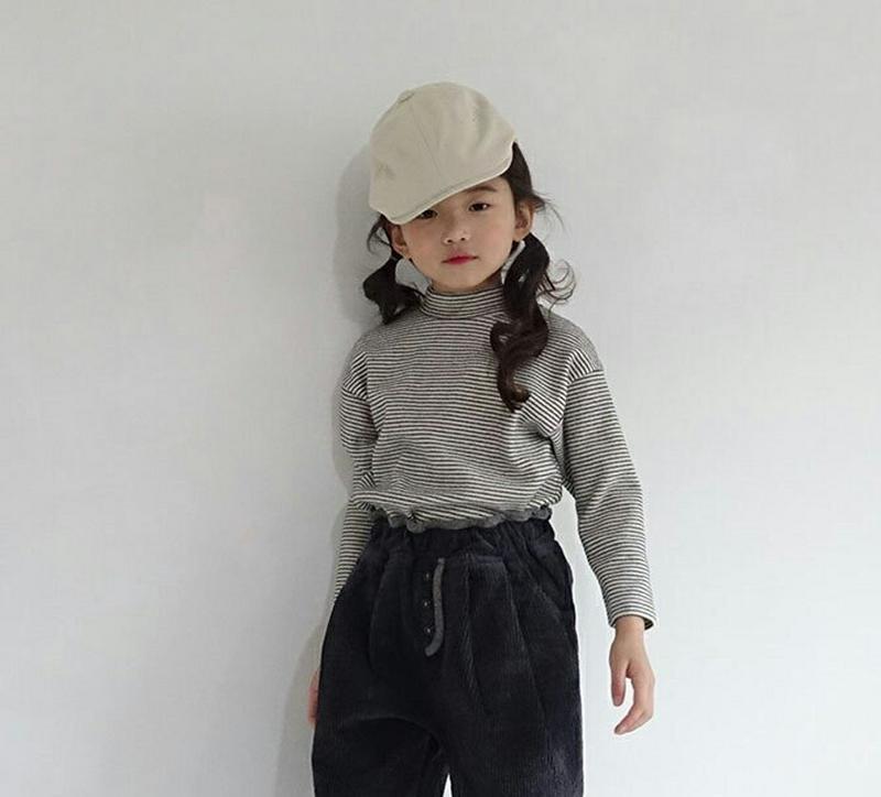 【キッズ30%OFF】モダンボーダーTシャツ・u09062 キッズ【3~8才】【tops】【トップス Tシャツ 長袖 ボーダー柄 カジュアル モダン モックネック ハイネック カジュアル 女の子 男の子 秋 冬 韓国 韓国子供服 子供 こども 子供服 こども服】【KIDS】