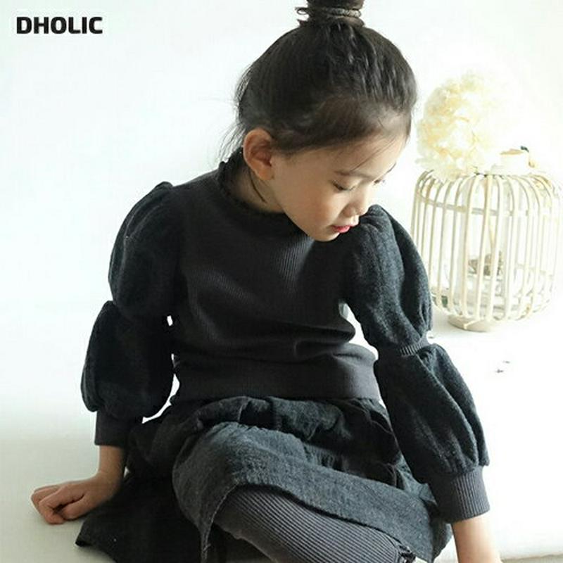 【キッズ20%OFF】フリルネックパフ袖Tシャツ・u09042 キッズ【3~8才】【tops】【トップス Tシャツ 長袖 パフスリーブ ボリューム袖 フリル フリルネック 単色 フェミニン シンプル かわいい 女の子 秋 冬 韓国 韓国子供服 子供 こども 子供服 こども服】【KIDS】