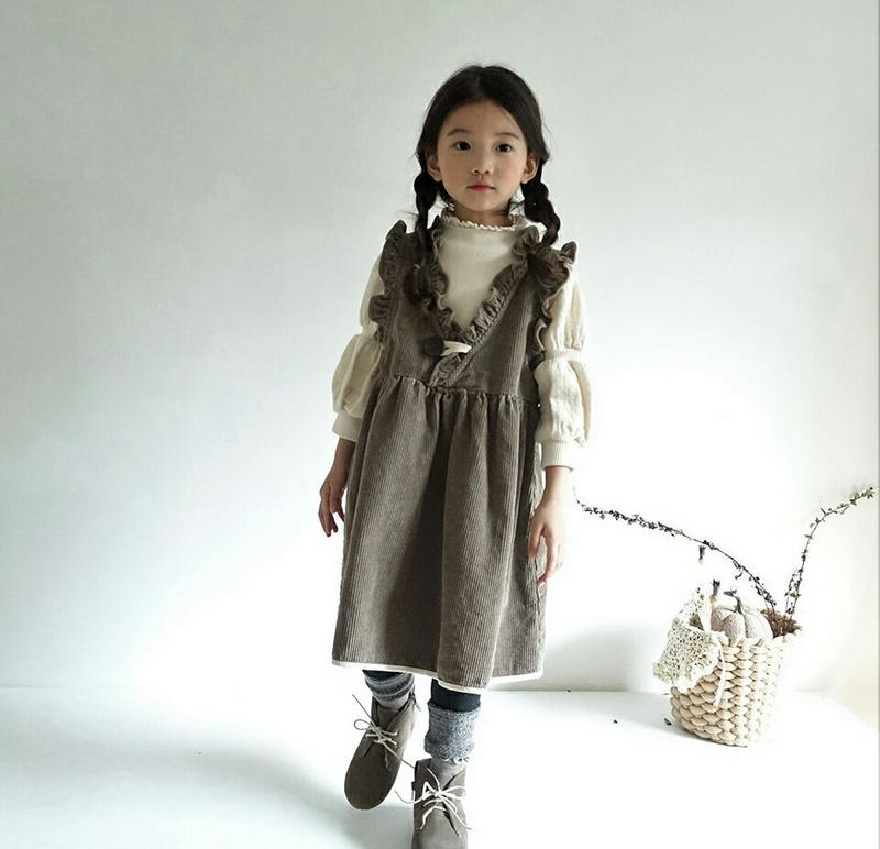 【キッズ20%OFF】フリルコーデュロイワンピース・u09053 キッズ【3~8才】【ops】【ワンピース ミディ丈 ミディワンピース スリーブレス ノースリーブ フリル コーデュロイ 単色 シンプル かわいい 女の子 秋 冬 韓国 韓国子供服 子供 こども 子供服 こども服】【KIDS】
