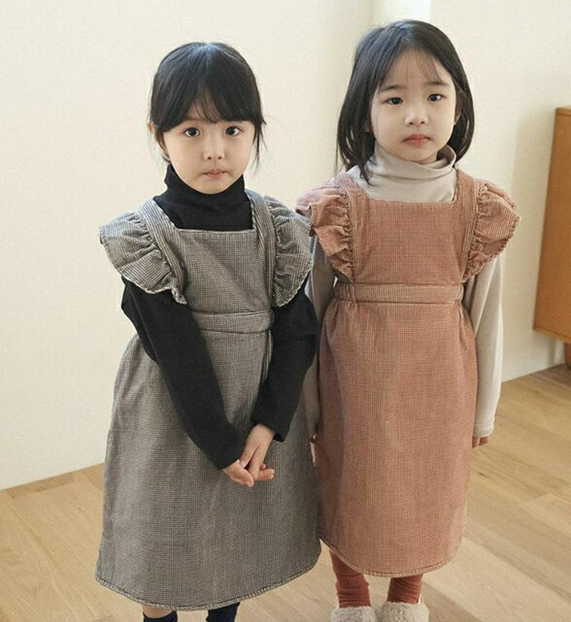 【キッズ20%OFF】起毛フリルワンピース(kids)・u09071 キッズ【3~8才】【ops】【ワンピース フリル ロングワンピース ロング 起毛 スリーブレス ノースリーブ 可愛い かわいい ガーリー 女の子 秋 冬 韓国 韓国子供服 子供 こども 子供服 こども服】【KIDS】