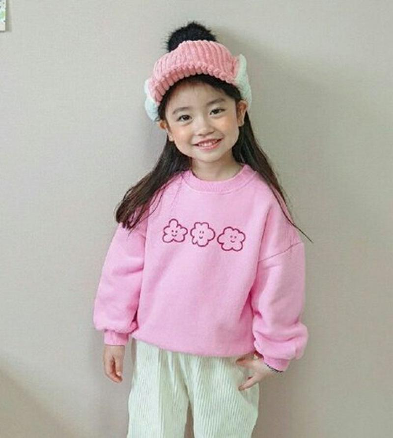 【キッズ30%OFF】裏起毛スマイルフラワースウェット・u09083 キッズ【3~8才】【tops】【トップス スウェット トレーナー　長袖 裏起毛 スマイル カジュアル ラフ 女の子 男の子 冬 韓国 韓国子供服 子供 こども 子供服 こども服】【KIDS】