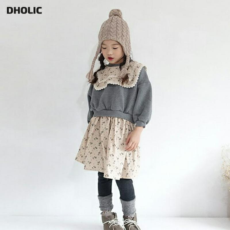 【キッズ20%OFF】ビックカラースウェットワンピース・u09041 キッズ【3~8才】【ops】【ワンピース ミディ丈 ミディワンピース 長袖 ドット柄 ビックカラー 襟コンシャス スウェット かわいい 女の子 秋 冬 韓国 韓国子供服 子供 こども 子供服 こども服】【KIDS】