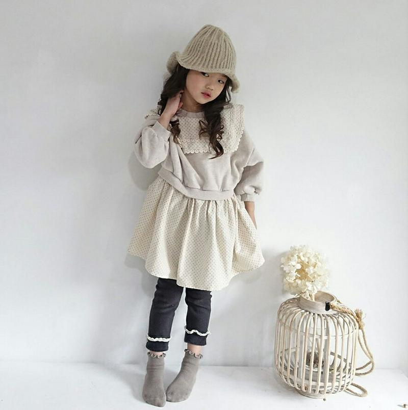 【キッズ20%OFF】ビックカラースウェットワンピース・u09041 キッズ【3~8才】【ops】【ワンピース ミディ丈 ミディワンピース 長袖 ドット柄 ビックカラー 襟コンシャス スウェット かわいい 女の子 秋 冬 韓国 韓国子供服 子供 こども 子供服 こども服】【KIDS】