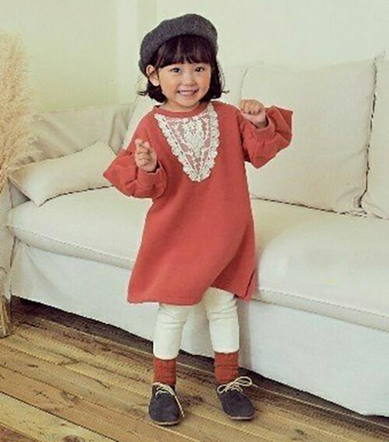 【キッズ20%OFF】レース刺繍パフ袖ワンピース・u08986 キッズ【3~8才】【ops】【ワンピース ミディ丈 ミディワンピース 長袖 刺繍 パフスリーブ ボリューム袖 レース 可愛い かわいい 女の子 秋 冬 韓国 韓国子供服 子供 こども 子供服 こども服】【KIDS】