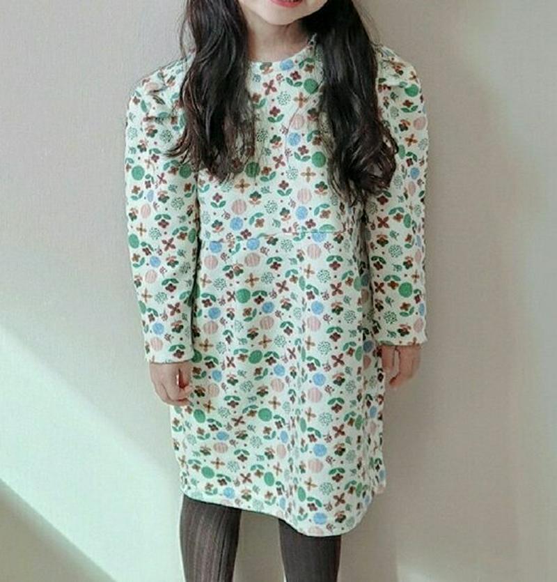 【キッズ30%OFF】起毛フラワーワンピース・u08978 キッズ【3~8才】【ops】【ワンピース ミディ丈 ミディワンピース 長袖 花柄 フラワー 起毛 可愛い かわいい レトロ 女の子 秋 冬 韓国 韓国子供服 子供 こども 子供服 こども服】【KIDS】