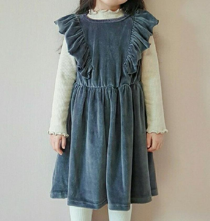 【キッズ30%OFF】ベロアフリルワンピース・u08976 キッズ【3~8才】【ops】【ワンピース ミディ丈 ミディワンピース ベロア ベロアワンピース フリル 可愛い かわいい スリーブレス ノースリーブ 女の子 秋 冬 韓国 韓国子供服 子供 こども 子供服 こども服】【KIDS】