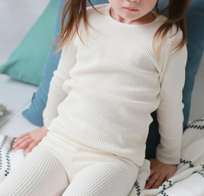 リブルームウェア上下SET・p008724 キッズ【3~8才】【uw】【パジャマ ルームウェア 部屋着 上下 セット set トップス 長袖 パンツ ズボン リブ カジュアル 女の子 男の子 韓国 韓国子供服 子供 こども 子供服 こども服】【KIDS】