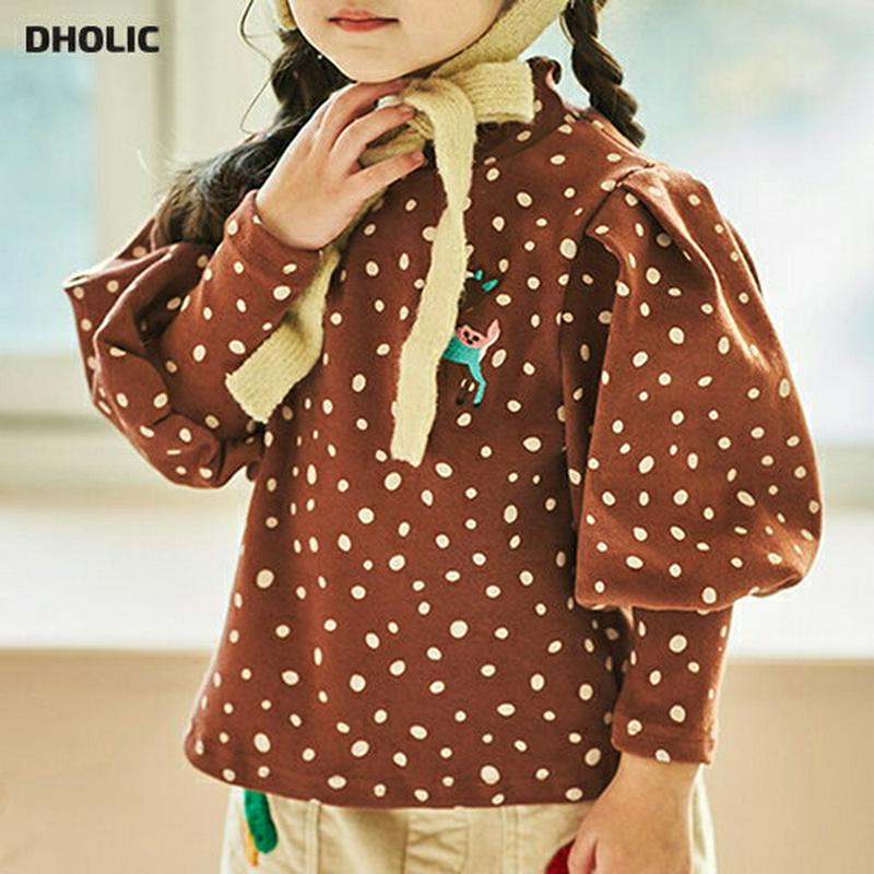 【キッズ20%OFF】裏起毛バンビパフ袖Tシャツ(junior)・u08790 キッズ【9~17才】【tops】【トップス Tシャツ 長袖 パフスリーブ ボリューム袖 ドット 柄 バンビ 裏起毛 可愛い かわいい ガーリー 女の子 冬 韓国 韓国子供服 子供 こども 子供服 こども服】【KIDS】