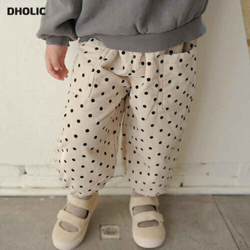 【キッズ20%OFF】裏起毛ドットジョガーパンツ・u09034 キッズ【3~8才】【pt】【パンツ ズボン ロングパンツ 長ズボン ジョガーパンツ ドット柄 裏起毛 カジュアル ラフ 女の子 男の子 冬 韓国 韓国子供服 子供 こども 子供服 こども服】【KIDS】