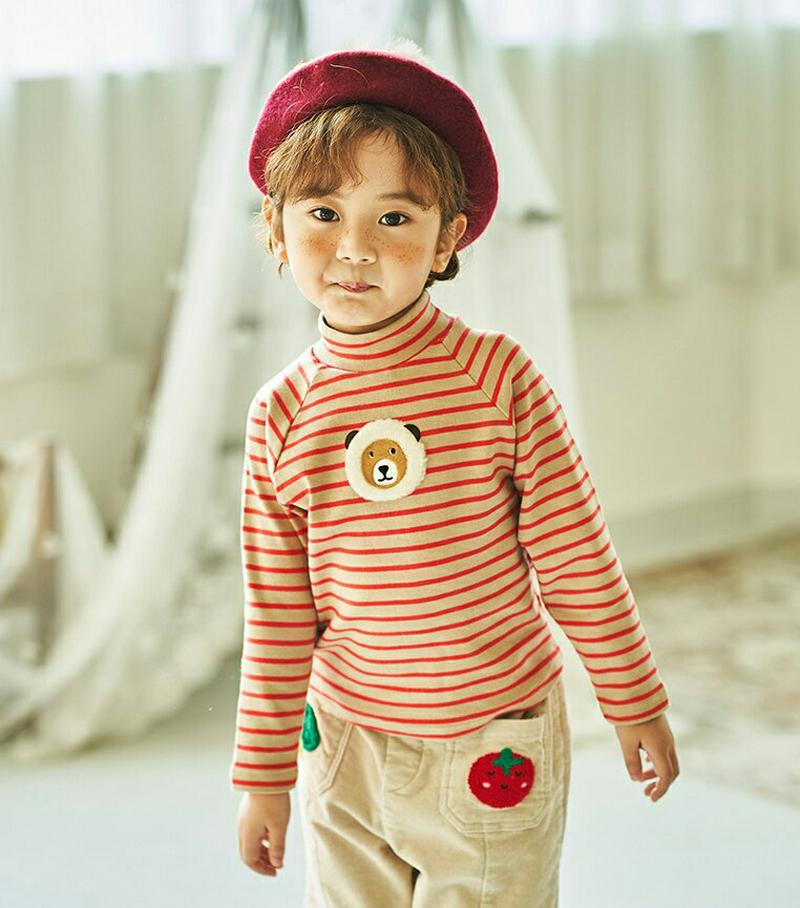 【キッズ20%OFF】裏起毛ボーダー長袖Tシャツ(junior)・u08795 キッズ【9~17才】【tops】【トップス Tシャツ 長袖 ボーダー 柄 裏起毛 カジュアル クマ くま 可愛い かわいい 女の子 男の子 冬 韓国 韓国子供服 子供 こども 子供服 こども服】【KIDS】
