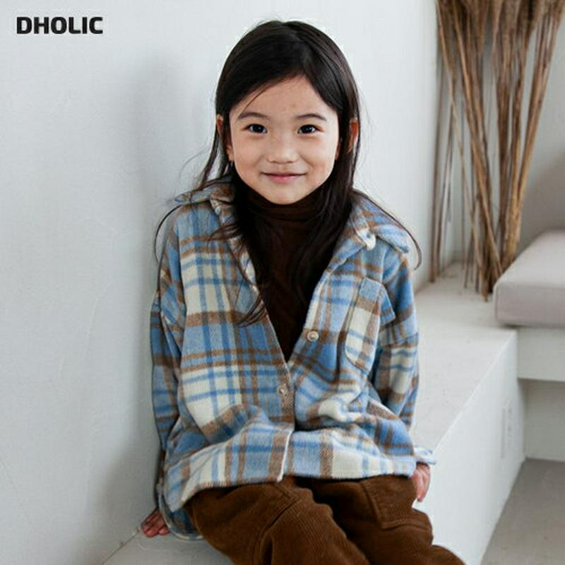 起毛チェックシャツ・u08995 キッズ【3~8才】【bl】【トップス シャツ チェック柄 チェックシャツ 長袖 起毛 カジュアル ラフ 女の子 男の子 秋 冬 韓国 韓国子供服 子供 こども 子供服 こども服】【KIDS】