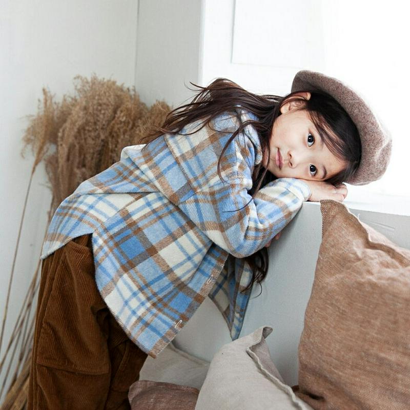 起毛チェックシャツ・u08995 キッズ【3~8才】【bl】【トップス シャツ チェック柄 チェックシャツ 長袖 起毛 カジュアル ラフ 女の子 男の子 秋 冬 韓国 韓国子供服 子供 こども 子供服 こども服】【KIDS】