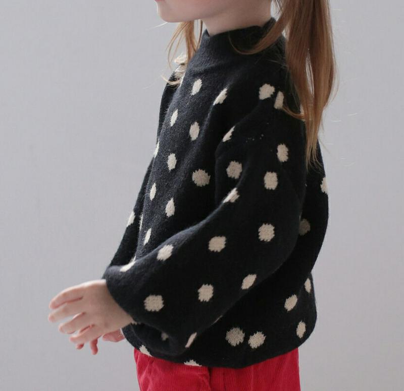 ドットニット・p008716 キッズ【3~8才】【tops】【トップス ニット ニットトップス 長袖 ドット柄 カジュアル ラフ 女の子 男の子 秋 冬 韓国 韓国子供服 子供 こども 子供服 こども服】【KIDS】