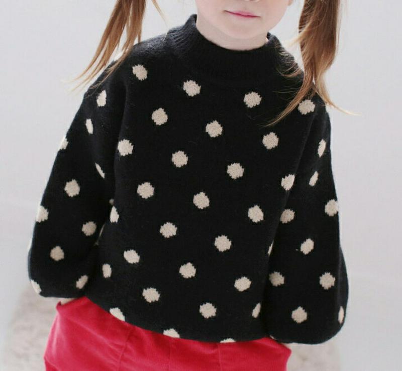 ドットニット・p008716 キッズ【3~8才】【tops】【トップス ニット ニットトップス 長袖 ドット柄 カジュアル ラフ 女の子 男の子 秋 冬 韓国 韓国子供服 子供 こども 子供服 こども服】【KIDS】