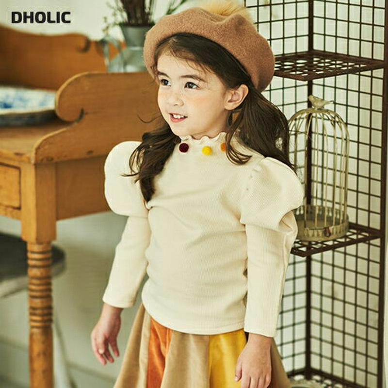 【キッズ20%OFF】裏起毛パフスリーブ長袖Tシャツ(junior)・u08801 キッズ【9~17才】【tops】【トップス Tシャツ 長袖 パフスリーブ ボリューム袖 裏起毛 ガーリー 可愛い かわいい 女の子 冬 韓国 韓国子供服 子供 こども 子供服 こども服】【KIDS】