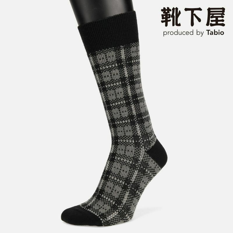 【全品送料無料★〜12/26 23:59迄】【あす楽】【Tabio MEN】 メンズ ウールジャカードチェックソックス / 靴下屋 靴下 タビオ くつ下 クルー メンズ 日本製 2012ka